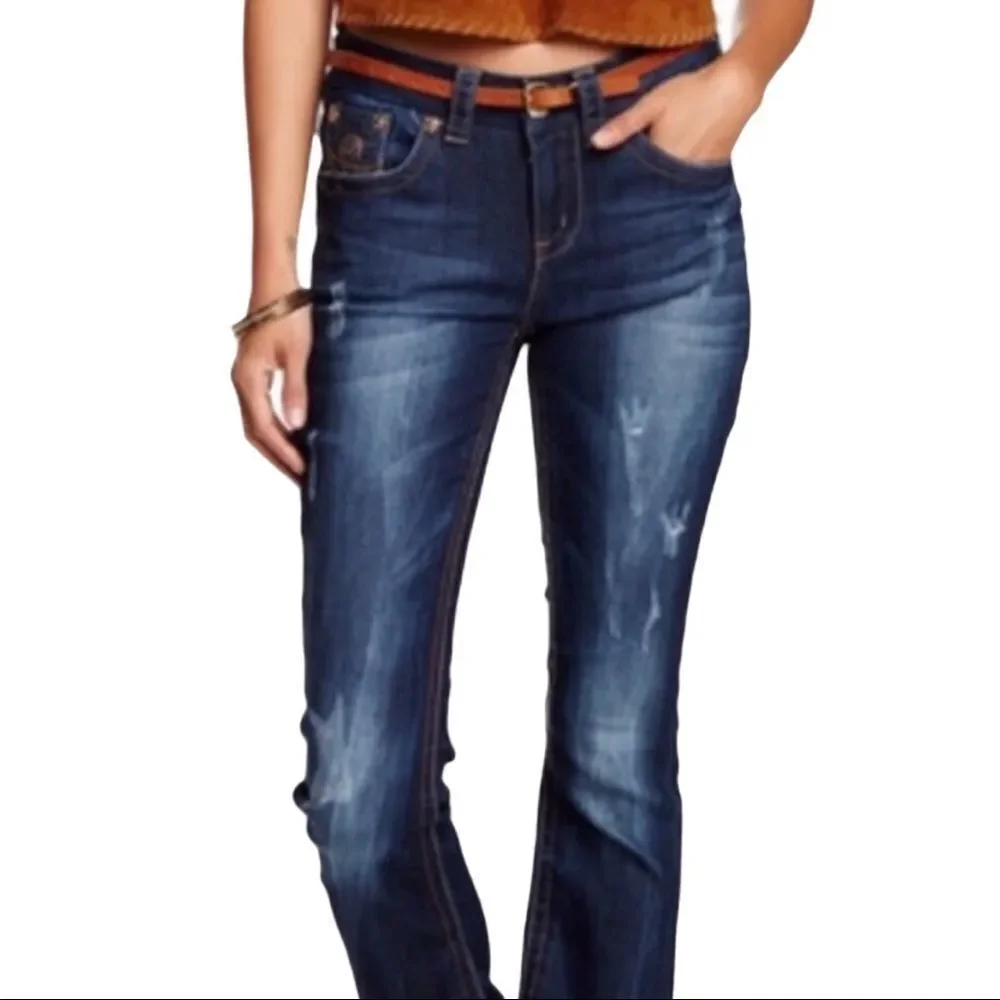 Dark Denim Low Rise Bootcut Jeans Size 4 Seven7 NWT